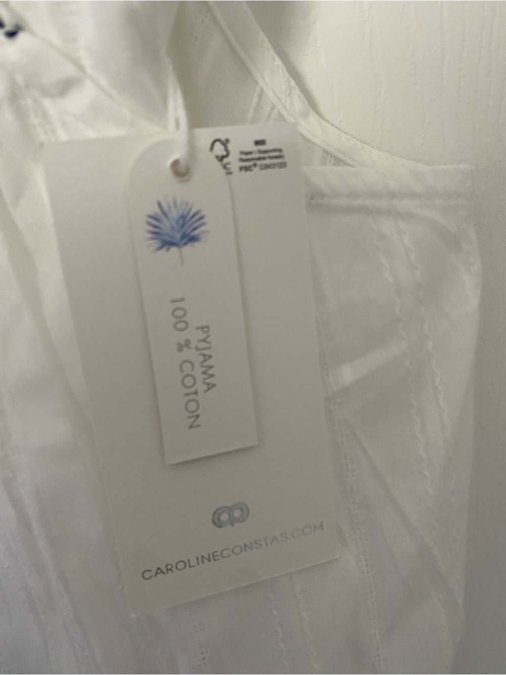 Caroline Constas 100% Cotton Two-Piece Tank & Shorts Set with Navy Trim NWT - Picture 5 of 5